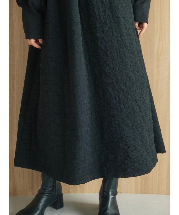 Green Parks armonia．異素材切替ワンピース Black