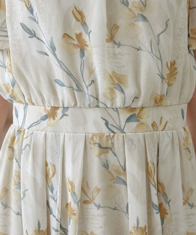 Tiaclasse 大花柄シフォンワンピース ライトベージュ