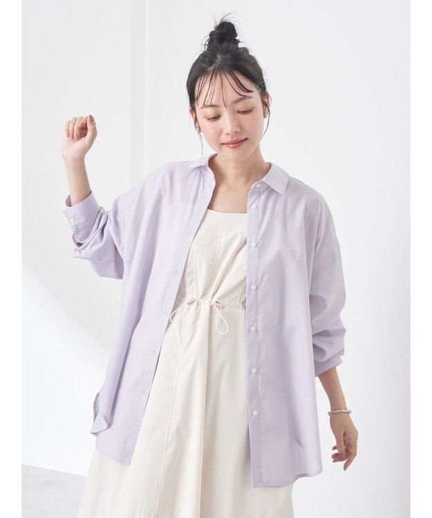 earth music&ecology ＴＲキュプラレギュラーシャツ Lavender