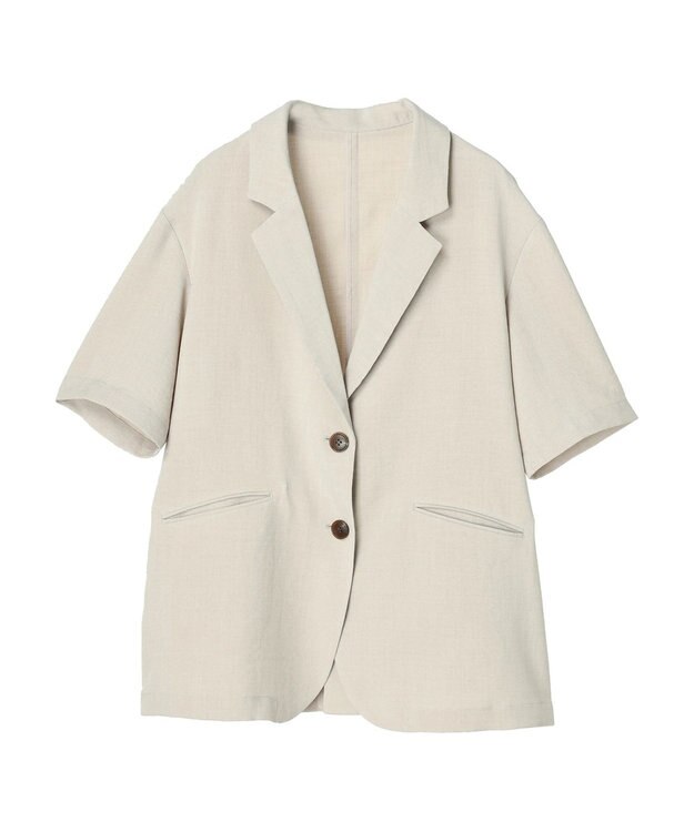 earth music&ecology リネンライク５分袖ジャケット Beige