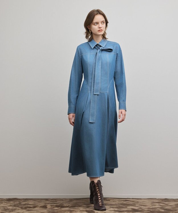 GRACE CONTINENTAL シャツフレアワンピース ブルー