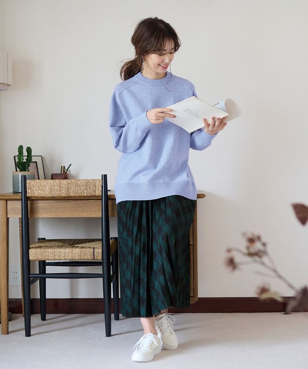 ANY 【14色展開/洗える】ウーリッシュ プリーツスカート グリーン（タータンチェック）