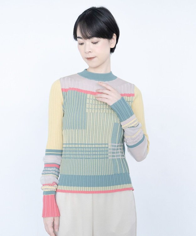 COQ CONCORD カラーブロックリブニット イエロー