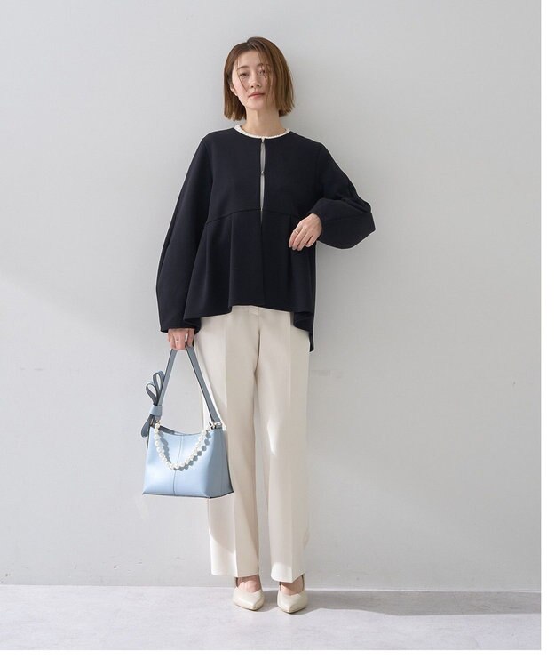 YECCA VECCA サイドベルテッドハイウエストパンツ Navy