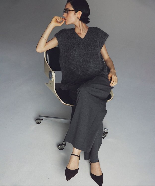 uncrave TRツイル ワイドトラウザー チャコール