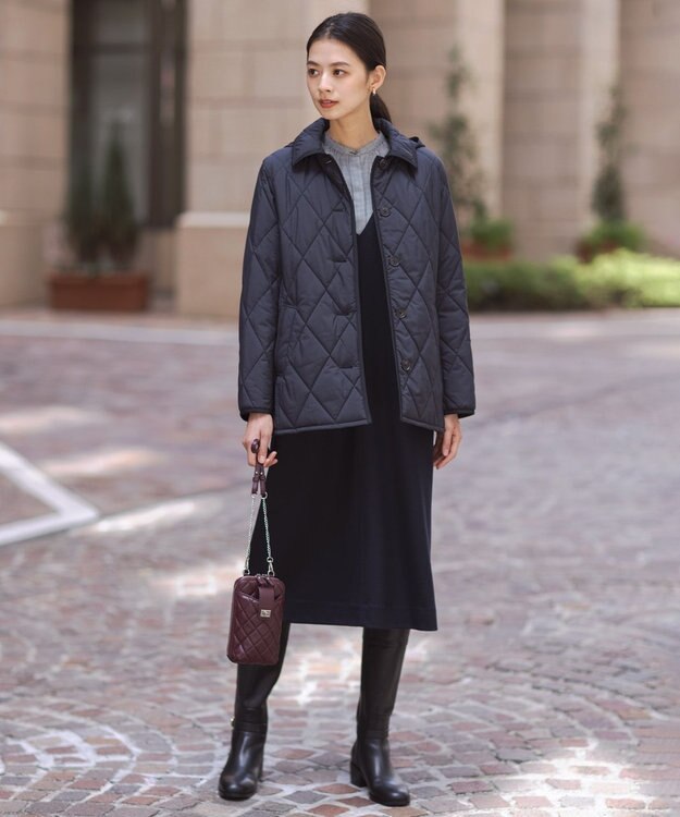 J.PRESS LADIES S 【抗菌防臭】コンパクトタフタプレミアム撥水 ショート アウター ネイビー系