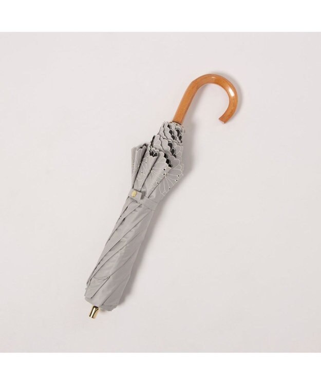 UNBILLION カシュネ cachenez / PUフラワーボーラー刺繍トップレス2段折りたたみ傘 GY