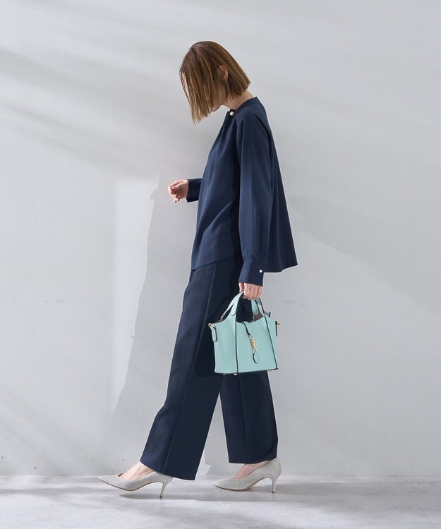 YECCA VECCA サイドベルテッドハイウエストパンツ Navy