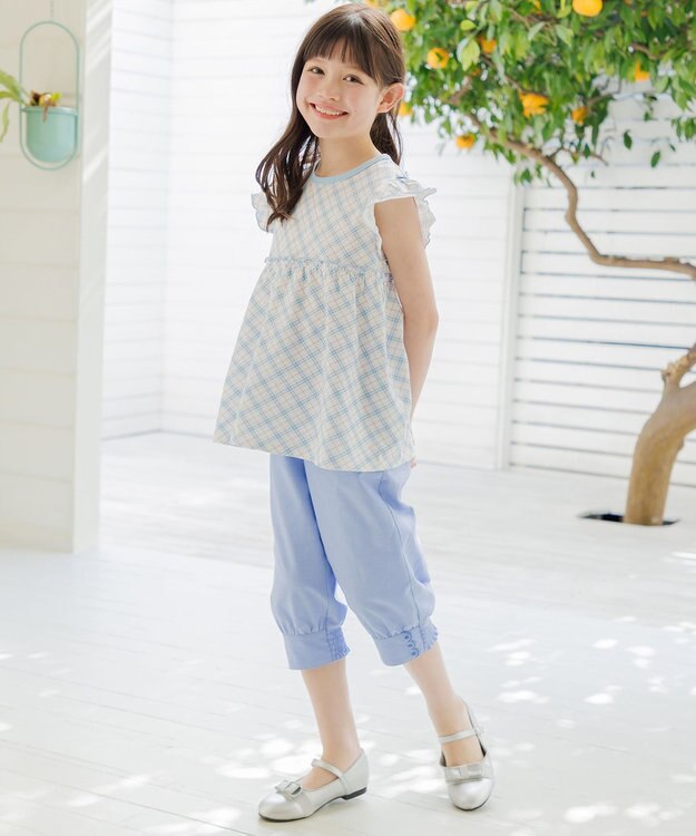 組曲 KIDS 【110-140㎝】 クロップドカフスパンツ サックスブルー