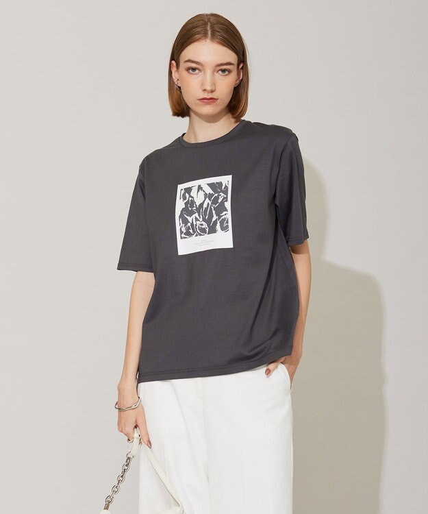 ICB 【洗える】 ロゴTEE カットソー チャコール系