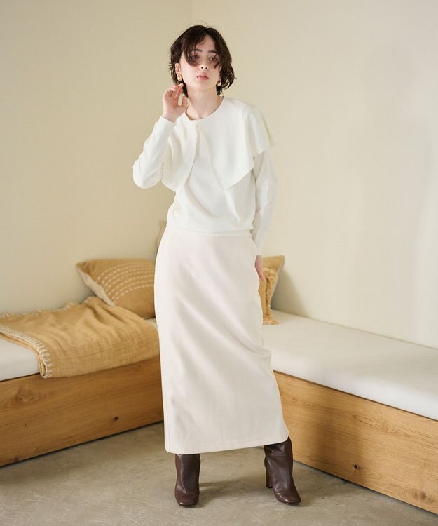 #Newans 【洗濯機可能/セットアップ】ナローシルエットエアリースカート オフ