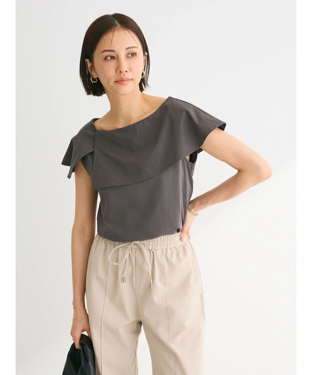 Green Parks オフショル風カットプルオーバー Gray