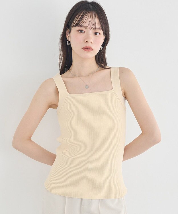 earth music&ecology リブニットタンクトップ Ivory
