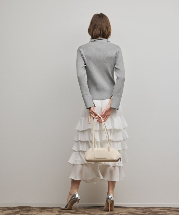 GRACE CONTINENTAL リブシャツニットトップ グレー