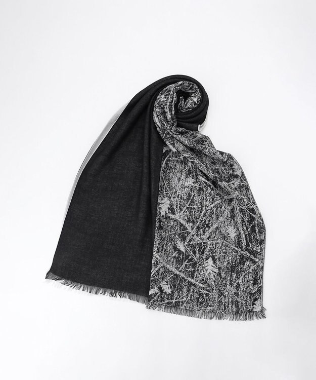 JOSEPH HOMME シルクカシミヤ ストール フォレストパターン ブラック系1