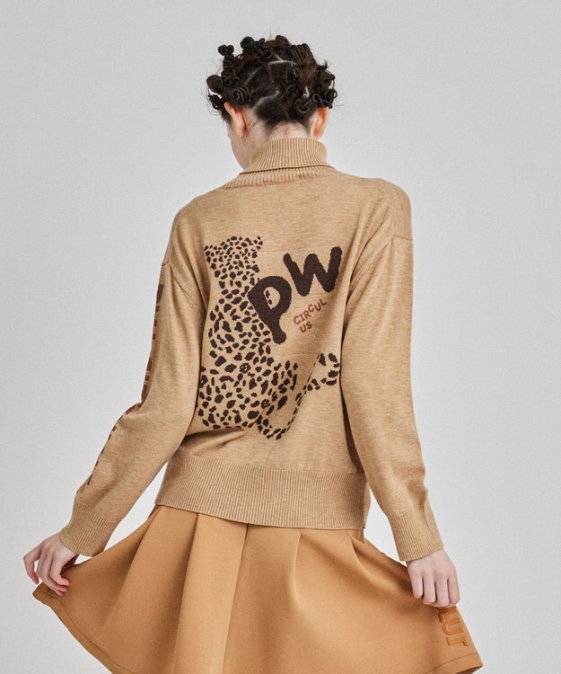PW CIRCULUS 【WOMEN】LEOPARD ジャガードタートルニット ベージュ系