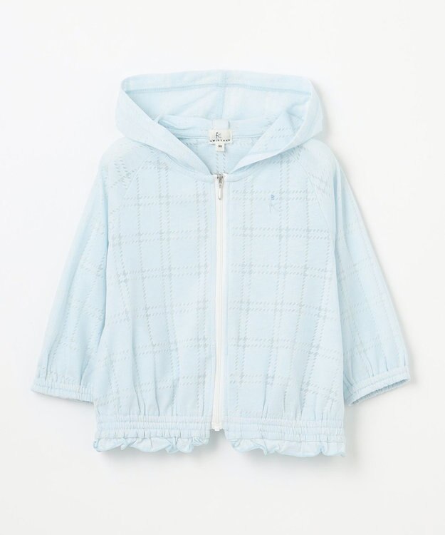 組曲 KIDS 【90-100㎝】オパールチェック パーカー サックスブルー系