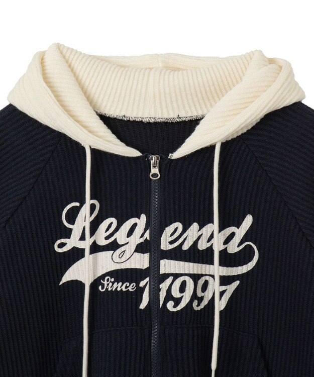WEGO バイカラーニットジップパーカー ネイビー