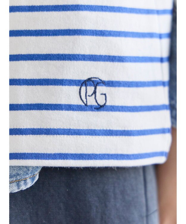 Te chichi ショルダー釦ボーダーカットソー ブルー