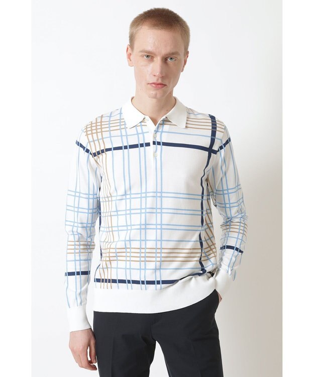 DAKS イノベーション チェック ポロ オフホワイト