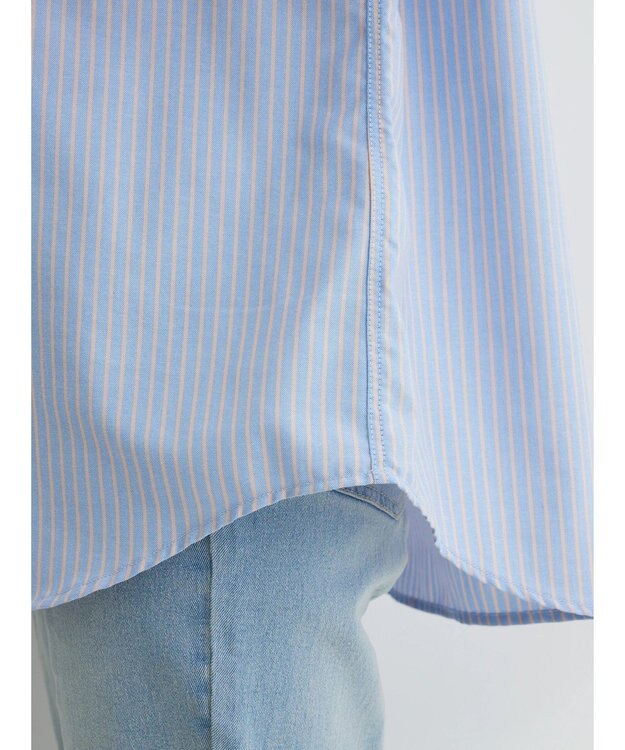 Green Parks ストライプレースアップシャツ Stripe