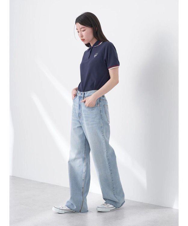 earth music&ecology ハートロゴ刺繍ポロ Blue