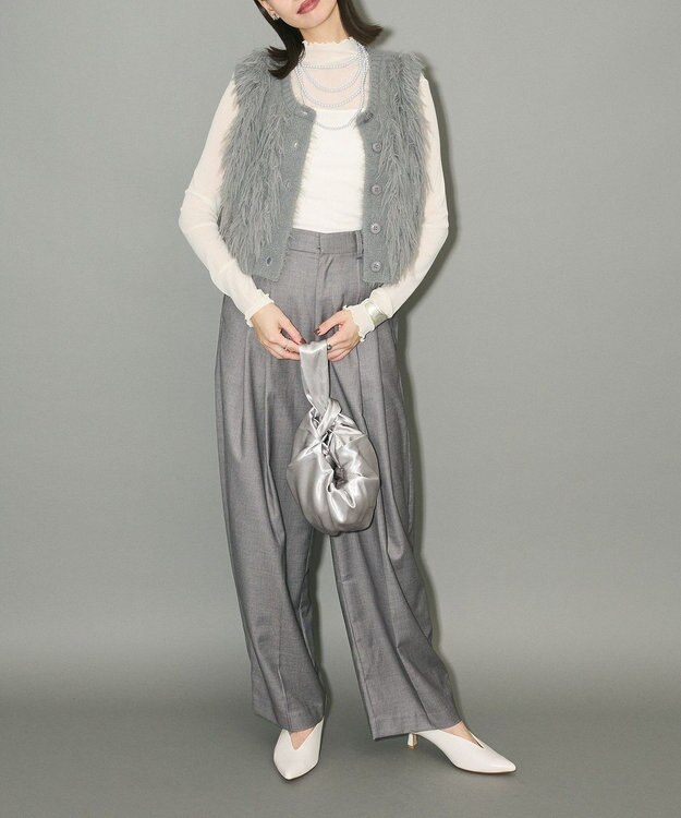 Green Parks サスペンダー付タックパンツ Gray