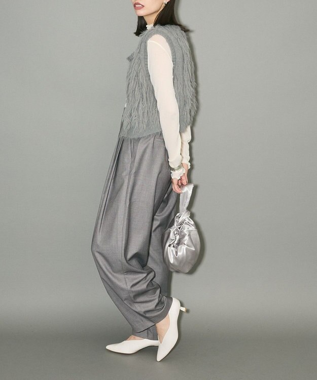 Green Parks サスペンダー付タックパンツ Gray