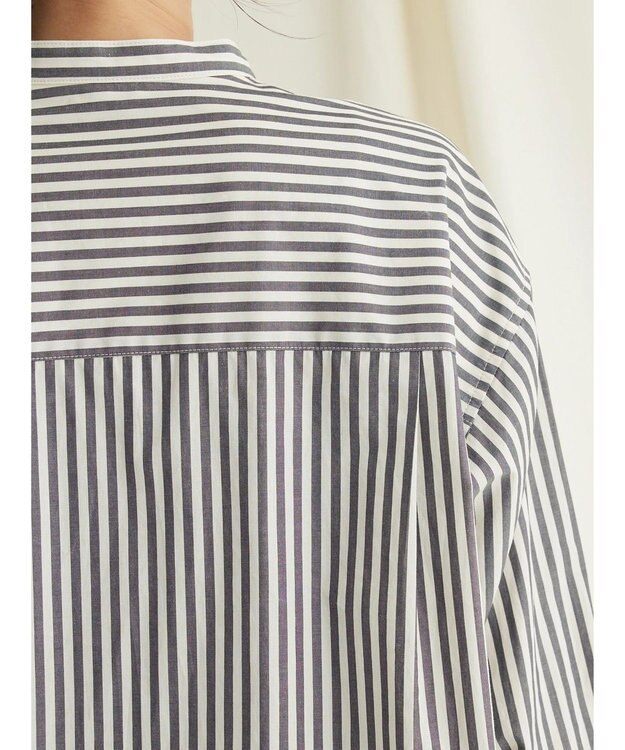 CRAFT STANDARD BOUTIQUE バンドカラーシャツ Stripe Gray