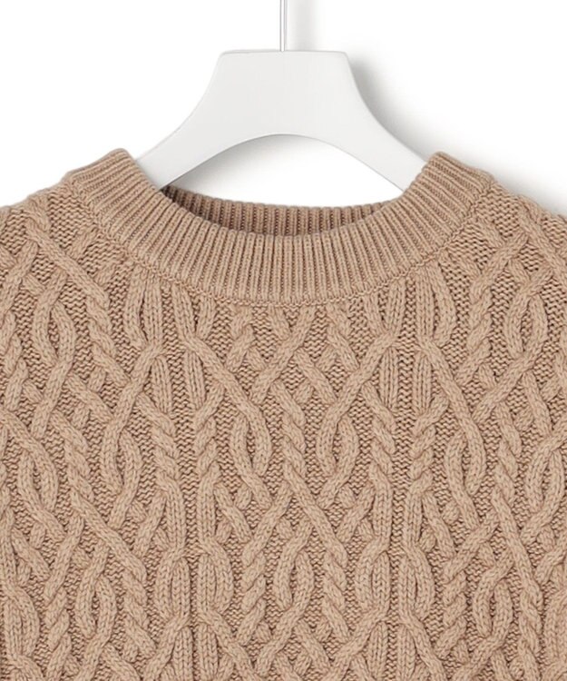 J.PRESS YORK STREET 【UNISEX】アランケーブル クルーネック ニット キャメル系