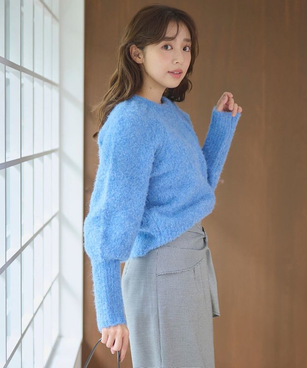 Feroux 【洗える】ブークレー ラグランニット ブルー系