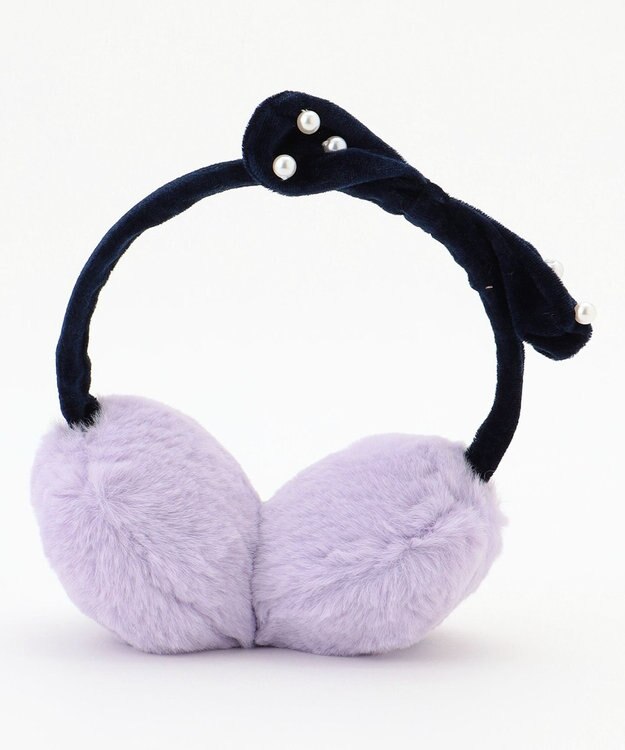 ANY KIDS パール×リボンイヤーマフ ラベンダー