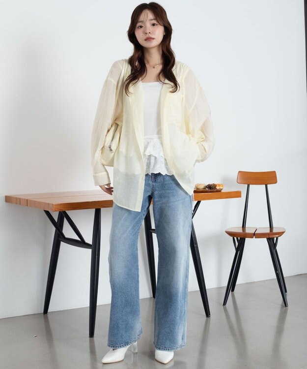 WEGO 【2026年春夏新作】シアーフードシャツ ライトイエロー