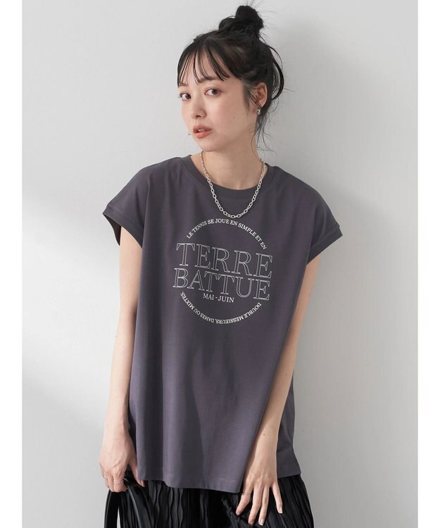 earth music&ecology ＴＥＲＲＥ　ＢＡＴＴＵＥ　フレンチＴ Charcoal Gray