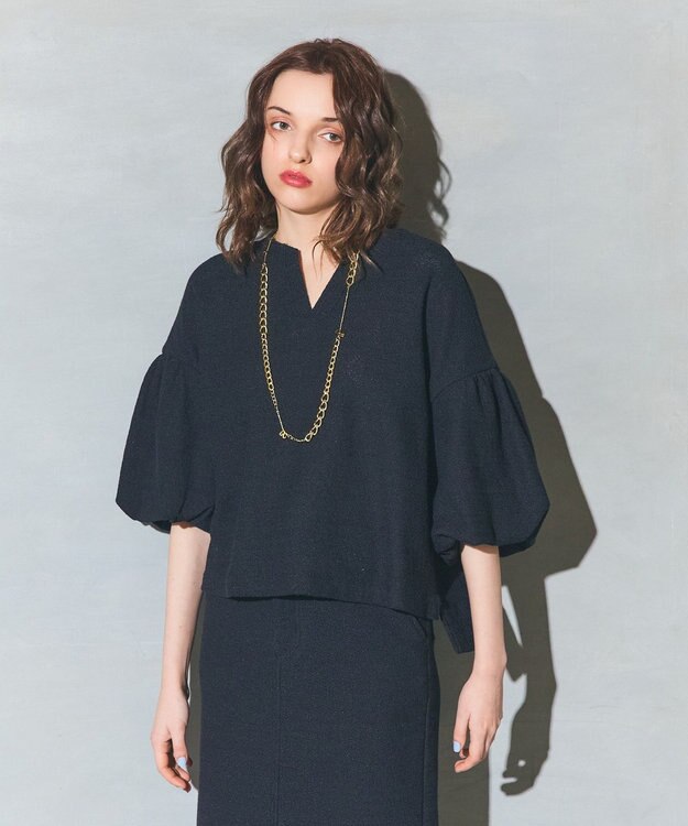 GRACE CONTINENTAL バルーンスリーブカットトップ ブラック