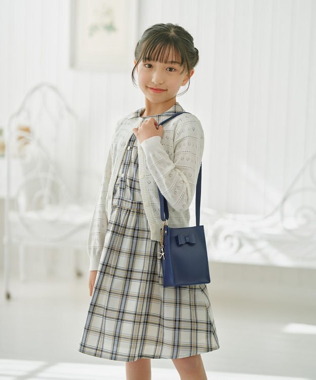 組曲 KIDS 【150-160㎝】プランタンチェック ワンピース ベージュ