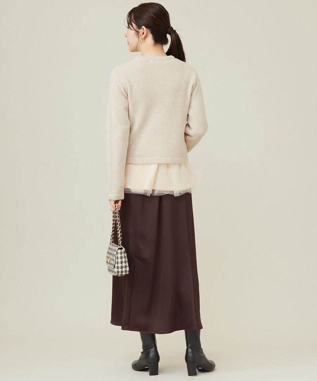 ANY SIS 【洗える】ダルサテンナロー スカート ブラウン