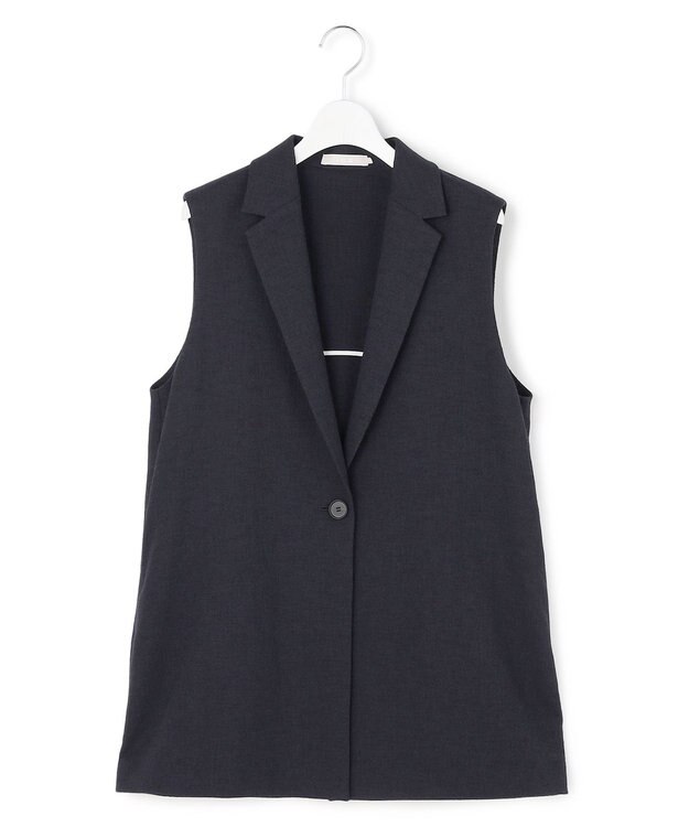 ICB L ミックスブッチャー バックスリットジレ ネイビー