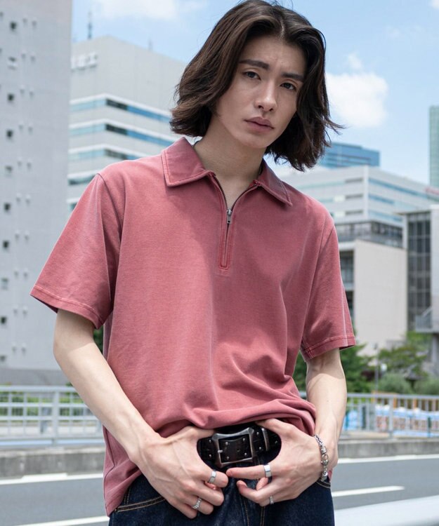 WEGO 【ユニセックス着用ITEM】ブリーチカノコハーフZIPポロ（SS） ワイン