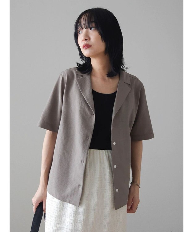 Green Parks 接触冷感　開襟シャツ Mocha