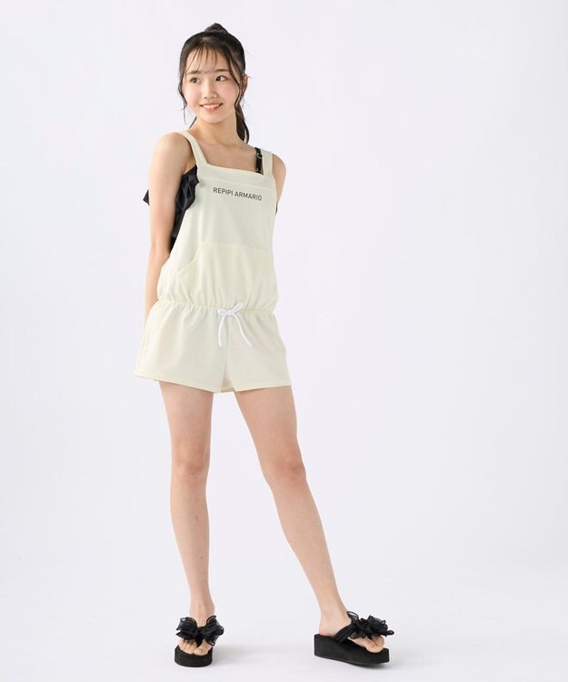 OP／FILA 【repipi armario】サロペット付き水着 3点セット オフホワイト