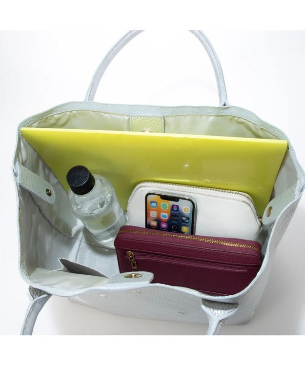 UNBILLION ペルケ perche / 牛革ドット刺繍トートバッグ ライトシルバー