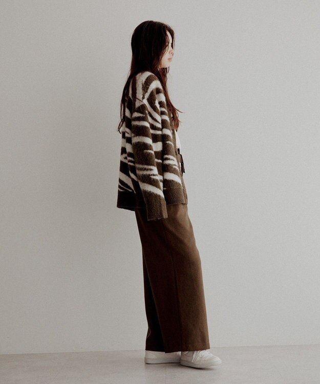 CRAFT STANDARD BOUTIQUE アニマルジャカードニットカーディガン Khaki