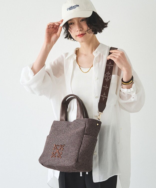 russet ナイロンラフィア2WAYトートバッグ(CE-1711) D.Brown