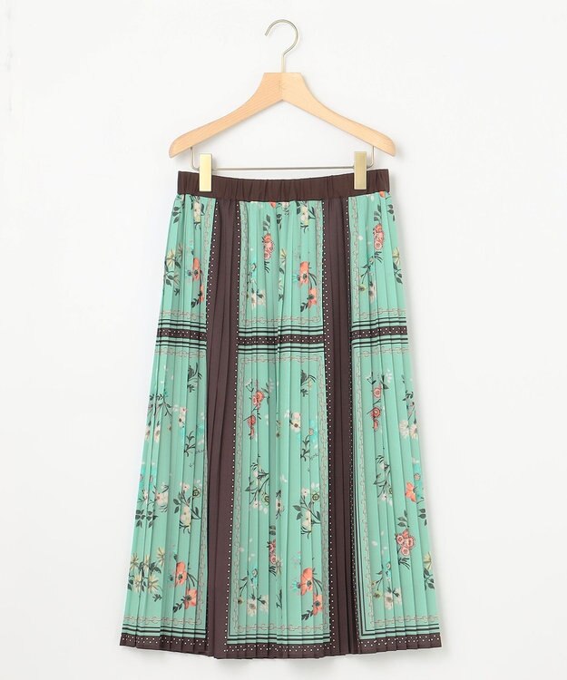 組曲 スカーフパネルプリント スカート グリーン系5