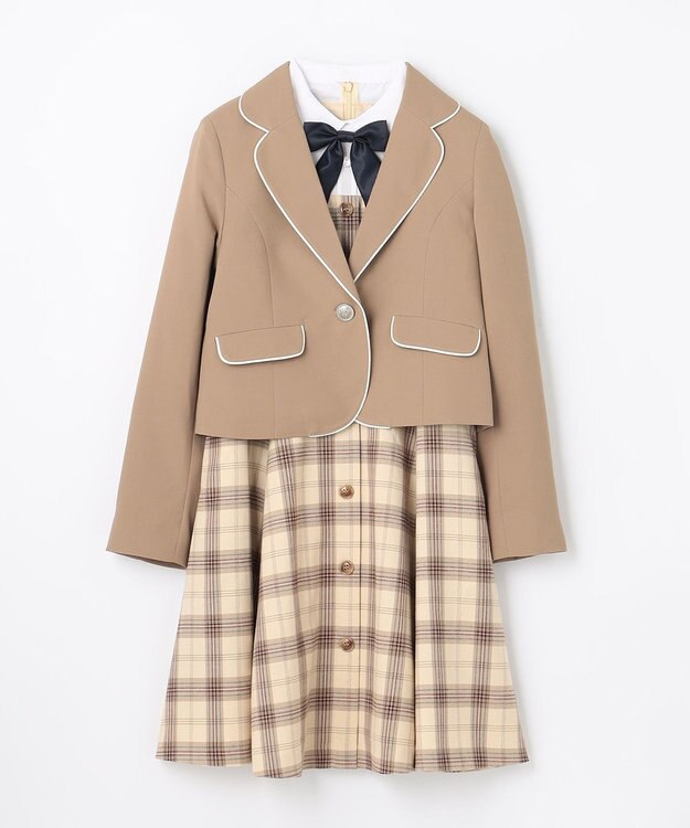 ANY KIDS 【any FAM JUNIOR】ジャケット付きワンピース ベージュ×ベージュチェック