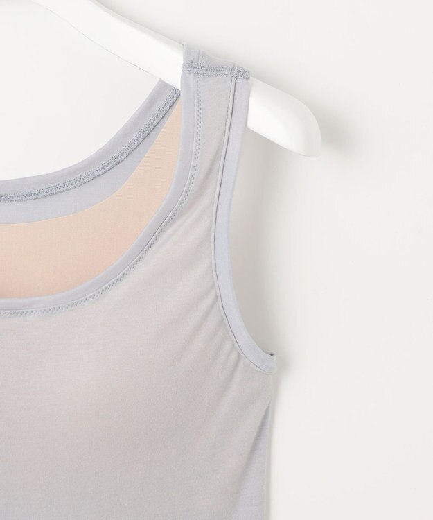 自由区 【ワコールコラボ】【洗える】シアーボーダー ニット グレー