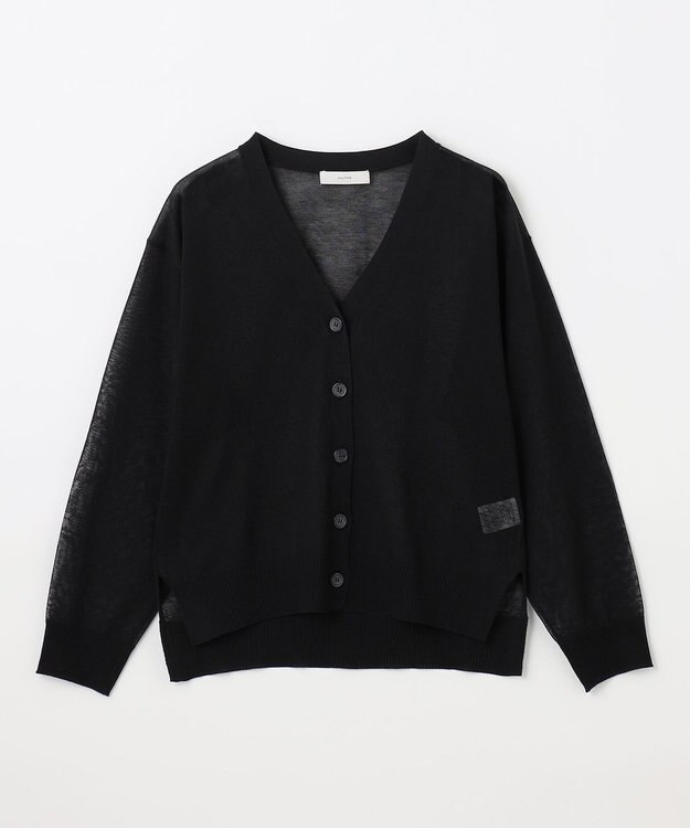 ANY L 【洗濯機可/接触冷感/アンチピリング】シアーニットVネックカーディガン ブラック