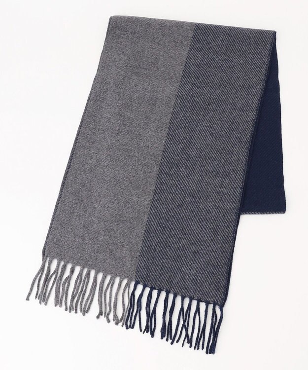 JOSEPH ABBOUD 【ピュアカシミヤ/保温性/軽量】 ヘリンボーン ストール ネイビー系7