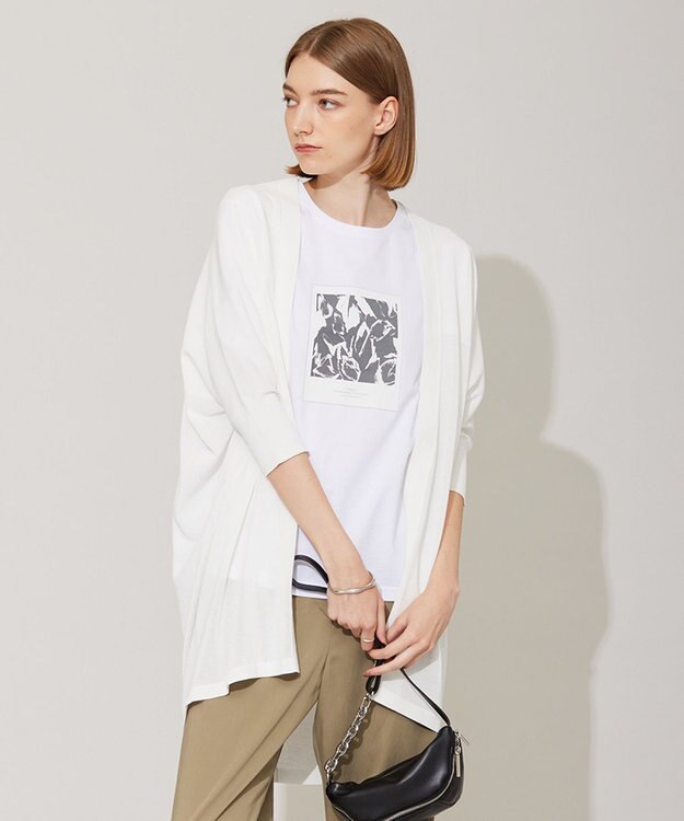 ICB 【洗える】ドライコットンアセテート ドルマンスリーブカーディガン オフホワイト系